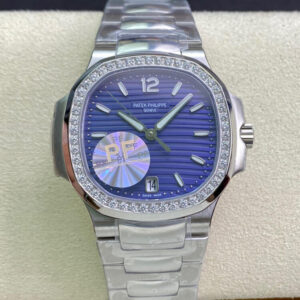 Patek Philippe Nautilus Ladies 7018/1A-010 PF Factory Blue Dial Replica Watch - UK Replica