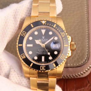 Rolex Submariner Date 116618LN VR Factory 18K Yellow Gold Wrapped Black Dial Replica Watch - UK Replica