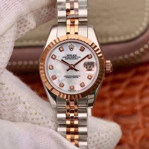 Rolex Lady Datejust Rose Gold 28MM White Enamel Dial Replica Watch - UK Replica