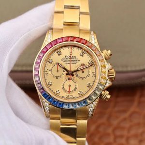 Rolex Daytona Cosmograph Rainbow 116598RBOW BL Factory Gold Dial Replica Watch - UK Replica