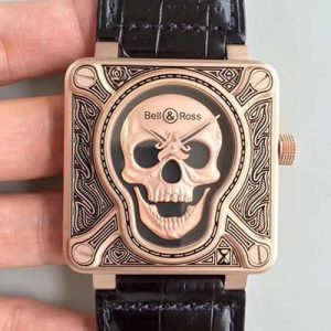 Bell & Ross BR 01 Skull Bronze Rose Gold and Black Dial Replica Watch - UK Replica