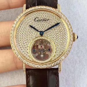 Cartier Rotonde Tourbillon Diamonds Dial Replica Watch - UK Replica