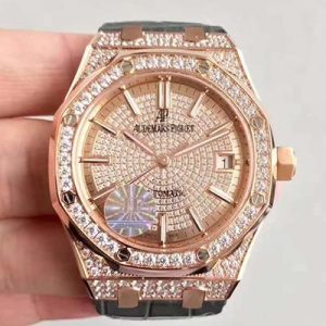 Audemars Piguet Royal Oak 15450 JF Factory Rose Gold Diamond Dial Replica Watch - UK Replica