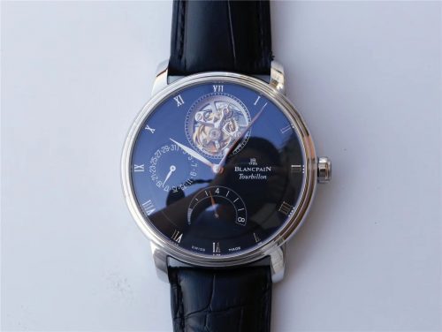 JB Factory Blancpain Villeret Tourbillon 8 Jours 6025-1542-55b Black Replica Watch