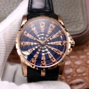 Roger Dubuis Excalibur RDDBEX0684 ZZ Factory Rose Gold Blue Dial Replica Watch