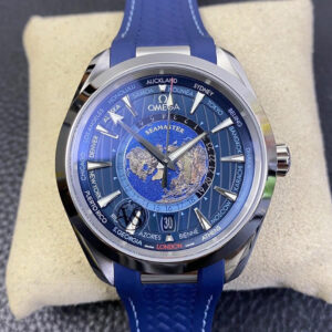 Omega Seamaster Aqua Terra GMT Worldtimer 220.12.43.22.03.001 VS Factory Blue Dial Replica Watch