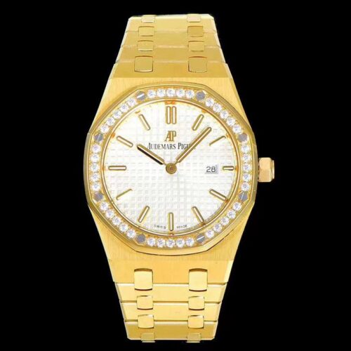 Audemars Piguet Royal Oak Quartz 67651BA.ZZ.1261BA.01 JF Factory Yellow Gold Diamond Replica Watch
