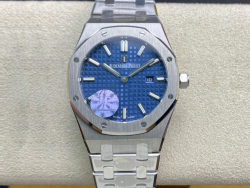 Audemars Piguet Royal Oak Quartz 67650ST.OO.1261ST.01 JF Factory Blue Dial Replica Watch