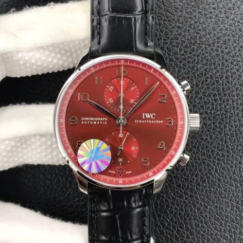 IWC Portugieser Chronograph IW371616 YL Factory Burgundy Red Dial Replica Watch
