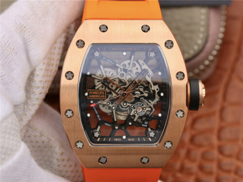 Richard Mille RM035 Americas KV Factory Rose Gold Orange Strap Replica Watch