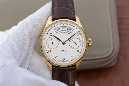IWC Portugieser IW503502 YL Factory Gold Shell White Dial Replica Watch