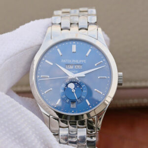 Patek Philippe Complications 5396/1G-001 KM Factory Steel Strap Blue Dial Replica Watch