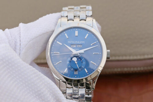 Patek Philippe Complications 5396/1G-001 KM Factory Steel Strap Blue Dial Replica Watch