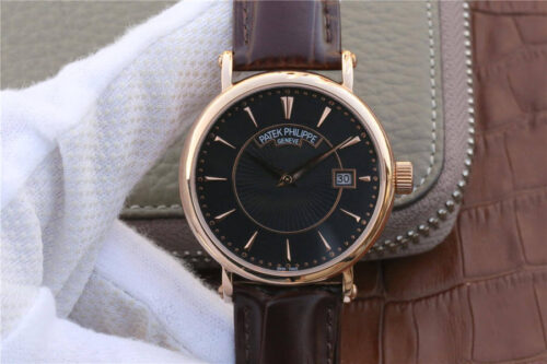 Patek Philippe Calatrava ZF Factory Rose Gold Black Dial Replica Watch