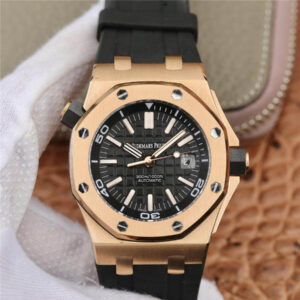 Audemars Piguet Royal Oak Offshore 15710 JF Factory V8 Rose Gold Black Dial Replica Watch