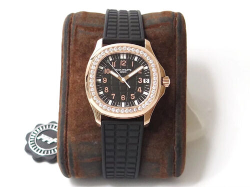 Patek Philippe Aquanaut PPF Factory Rose Gold Black Dial Replica Watch