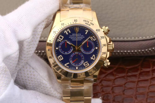 Rolex Daytona Cosmograph 116528 JH Factory Full Gold Blue Dial Replica Watch