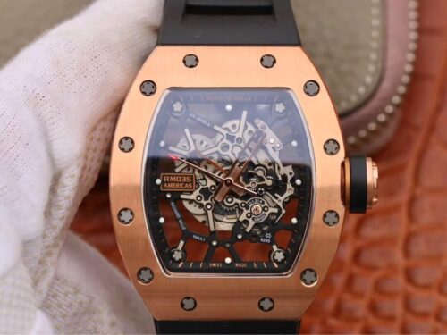 Richard Mille RM035 Americas KV Factory Rose Gold Black Strap Replica Watch
