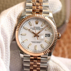 Rolex Datejust M126231-0017 EW Factory Rose Gold White Dial Replica Watch