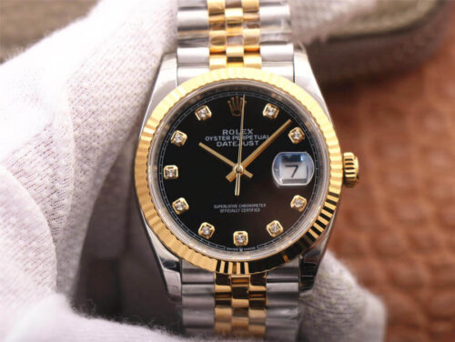 Rolex Datejust M126233-0021 EW Factory Diamond Black Dial Replica Watch