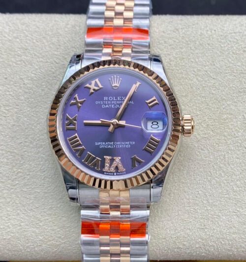Rolex Datejust M278271-0020 TW Factory Diamond Eggplant Purple Dial Replica Watch