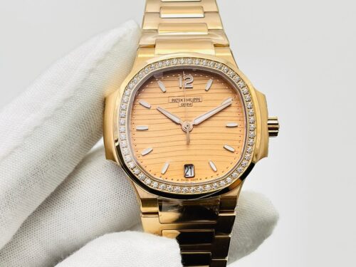 Patek Philippe Nautilus Ladies 7118/1200R-010 3K Factory Gold Dial Replica Watch