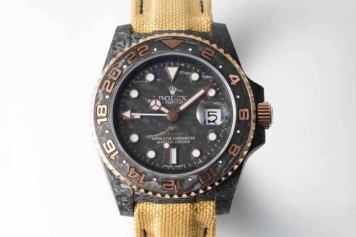 Rolex GMT-MASTER II Diw Carbon Fiber Yellow Fabric Strap Replica Watch