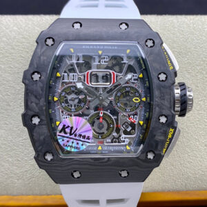Richard Mille RM011-03 KV Factory Carbon Fiber White Strap Replica Watch
