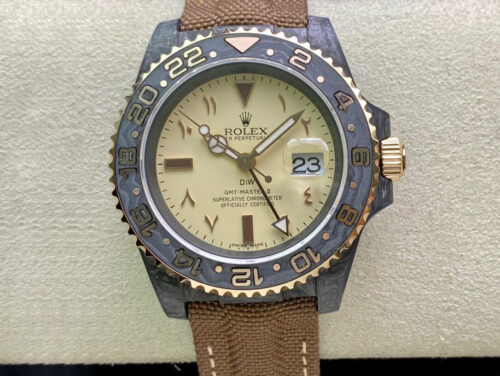 Rolex GMT-MASTER II Diw Carbon Fiber Brown Fabric Strap Replica Watch