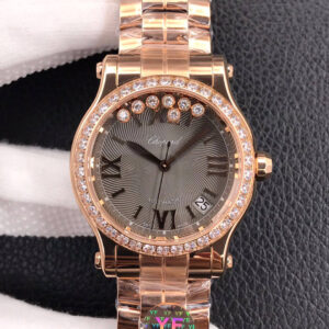 Chopard Happy Diamonds 274808-5015 YF Factory Rose Gold Dark Gray Dial Replica Watch
