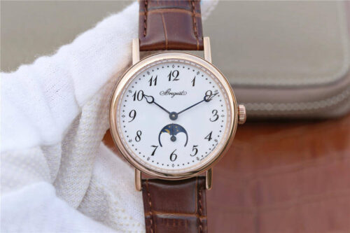 Breguet Classique Moonphase 9087BB TW Factory Rose Gold White Dial Replica Watch