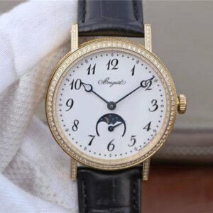 Breguet Classique Moonphase 9087BB/29/964 TW Factory Yellow Gold White Dial Replica Watch
