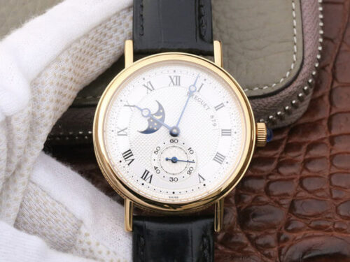 Breguet Classique Moonphase 4396 Yellow Gold White Dial Replica Watch