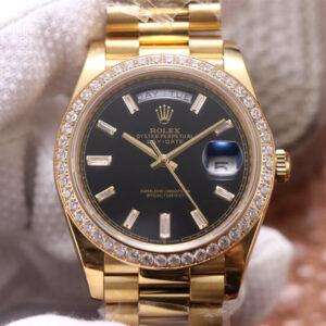 Rolex Day-Date M228348RBR-0001 EW Factory Yellow Gold Black Dial Replica Watch