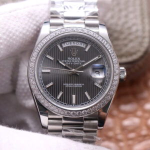 Rolex Day-Date M228349RBR-0008 EW Factory White Gold Grey Dial Replica Watch
