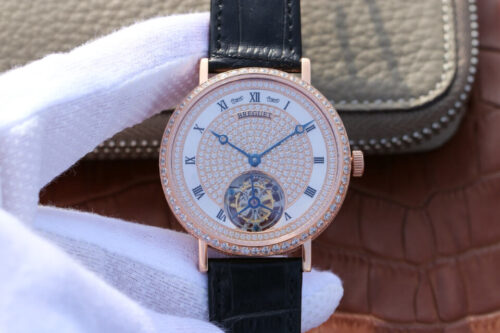 Breguet Classique Ultra-Thin Tourbillon Rose Gold Diamond Dial Replica Watch