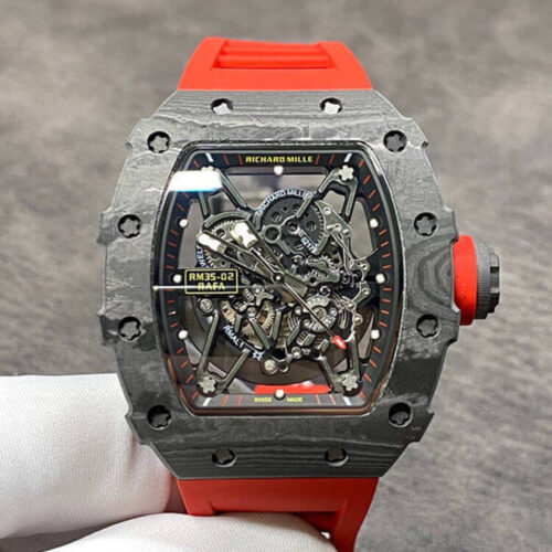 Richard Mille RM35-02 KV Factory Carbon Fiber Red Rubber Strap Replica Watch