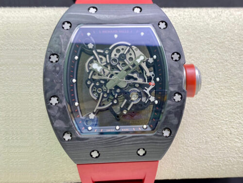 Richard Mille RM055 KV Factory V2 Carbon Fiber Red Strap Replica Watch