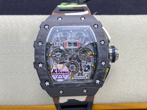 Richard Mille RM-011 KV Factory V2 Carbon Fiber Camo Rubber Strap Replica Watch