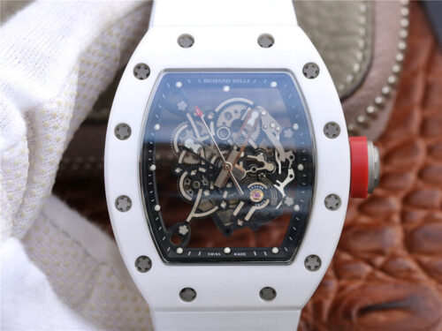 Richard Mille RM055 KV Factory Ceramic White Rubber Strap Replica Watch