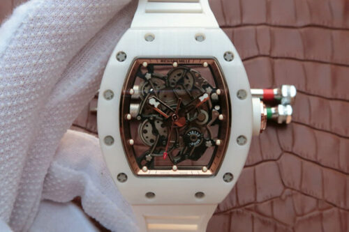 Richard Mille RM055 KV Factory White Ceramic Rubber Strap Replica Watch