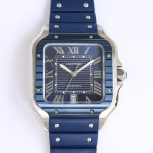 Santos De Cartier GF Factory Blue Bezel Replica Watch
