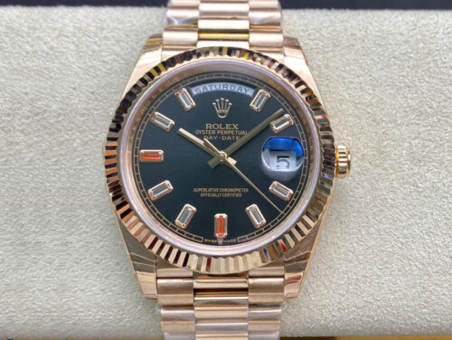 Rolex Day Date 40MM EW Factory Black Dial Replica Watch