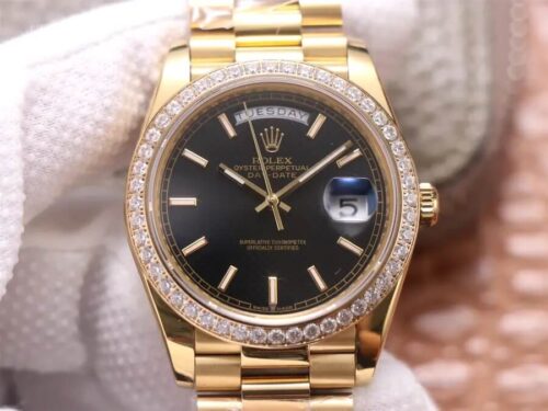 Rolex Day Date 40MM EW Factory Yellow Gold Diamond Replica Watch