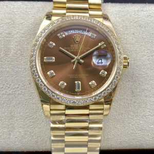 Rolex Day Date M128348RBR-0005 EW Factory Brown Dial Replica Watch
