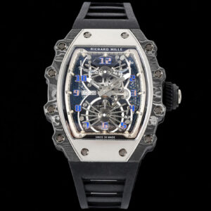 Richard Mille RM21-01 RM Factory Tourbillon Skeleton Dial Black Strap Replica Watch