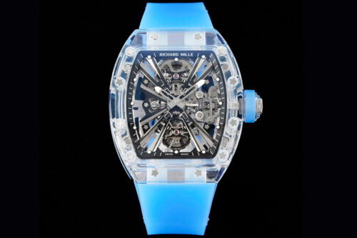 Richard Mille RM12-01 RM Factory Tourbillon Transparent Version Blue Strap Replica Watch