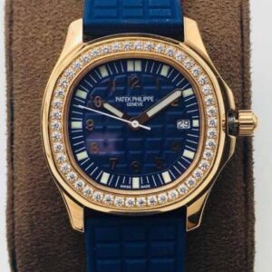 Patek Philippe Aquanaut 5067A Quartz Movement PPF Factory Rose Gold Blue Dial Replica Watch