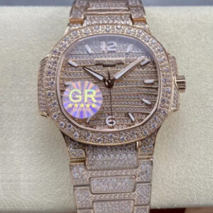 Patek Philippe Aquanaut 7118/1450R-001 GR Factory Gold Diamond Dial Replica Watch