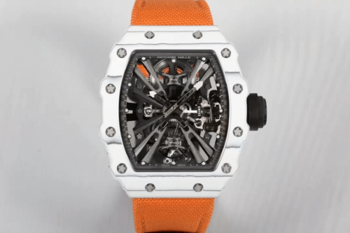 Richard Mille RM12-01 Tourbillon RM Factory Carbon Fiber Case Orange Strap Replica Watch